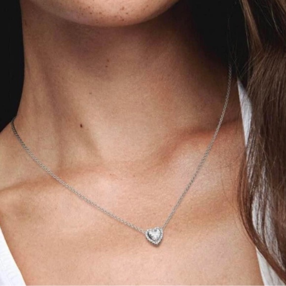 Authentic Pandora Sparkling Elevated Heart Necklace S925 ALE Sterling Silver NEW - Picture 9 of 10